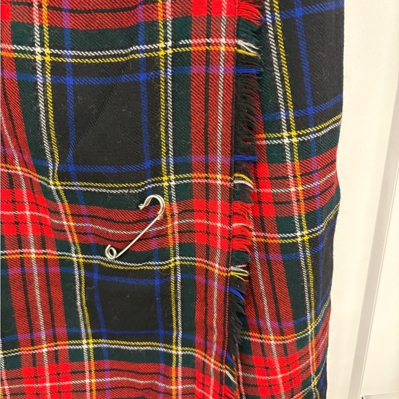 Vintage Woolmark Tartan Plaid Pleated Skirt With Kilt Pin - Picture 5 of 9